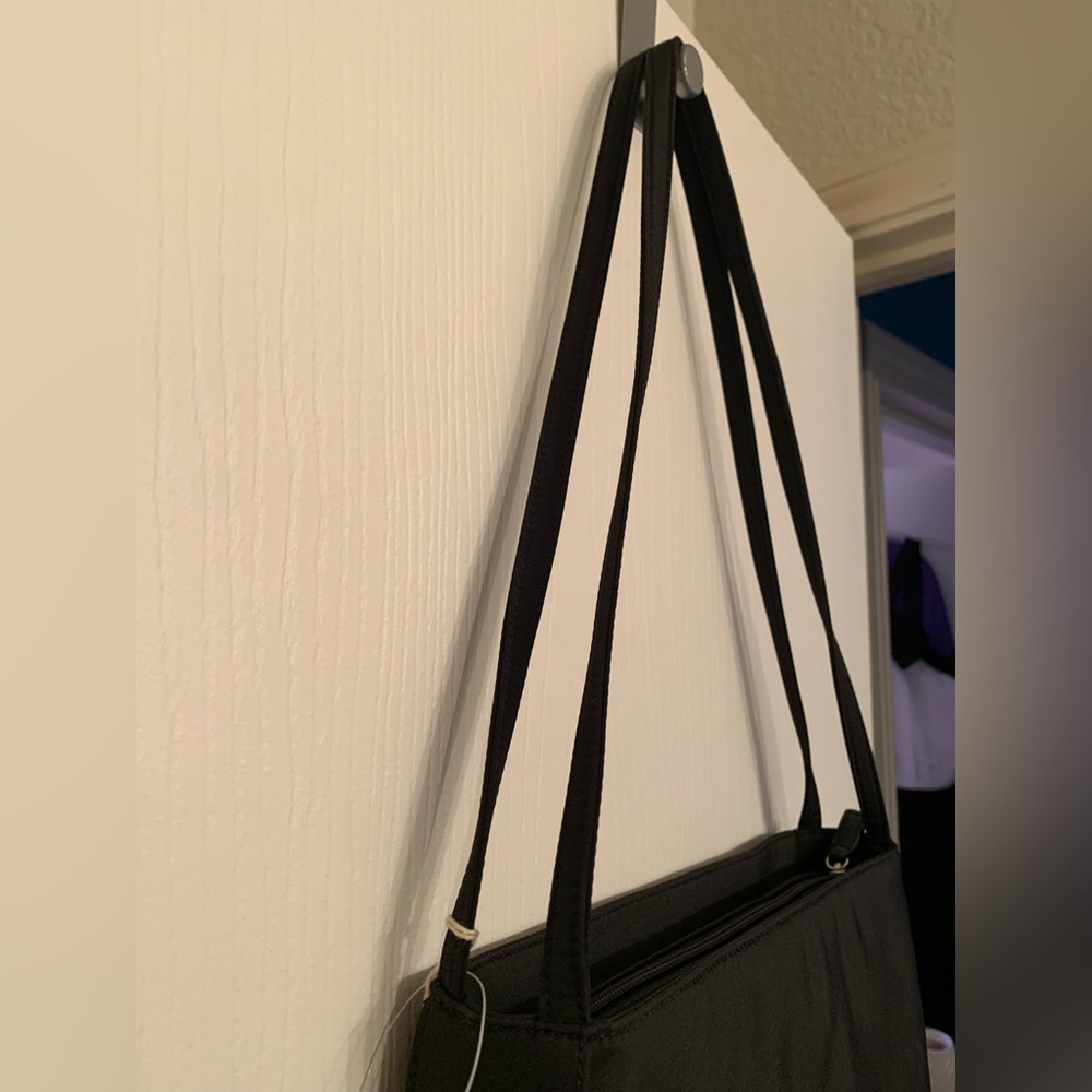 NWT Vintage Ralph Lauren Black Nylon Shoulder Bag Purse Classic Everyday Handbag - Picture 3 of 14
